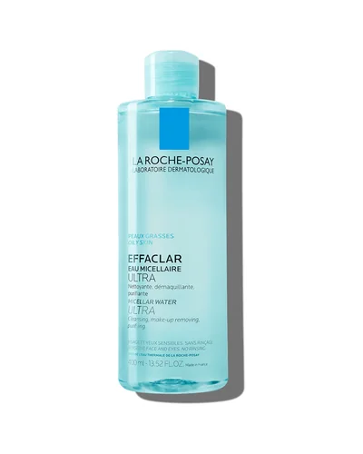 Envase de Effaclar Agua Micelar Ultra sobre fondo blanco