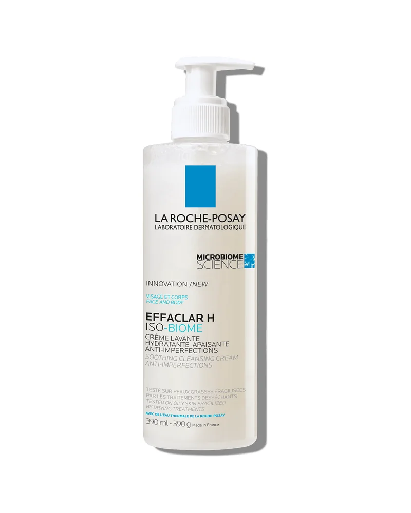 Envase de Effaclar H Iso-Biome Crema Limpiadora sobre fondo blanco