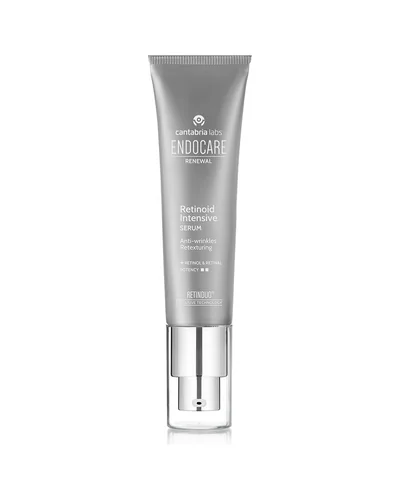 Envase de Endocare Renewal Retinoid Intensive Sérum sobre fondo blanco