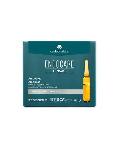 Envase de Endocare Tensage Ampollas sobre fondo blanco