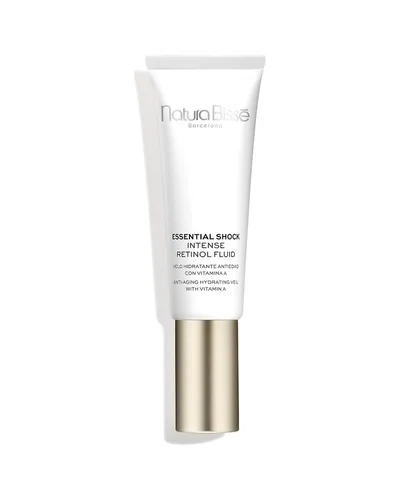 Envase de Essential Shock Intense Retinol Fluid sobre fondo blanco