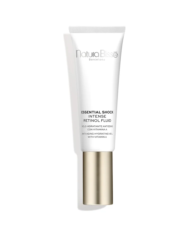 Envase de Essential Shock Intense Retinol Fluid sobre fondo blanco