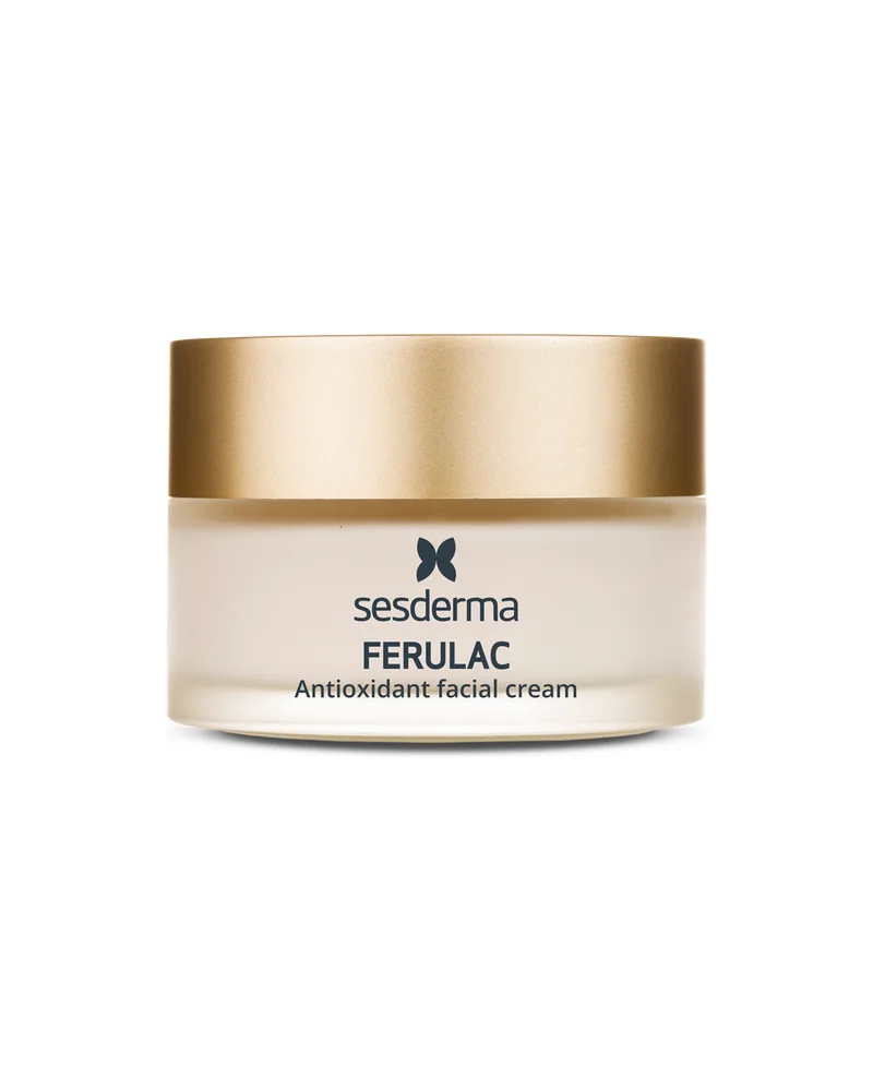 Envase de Ferulac Crema antioxidante sobre fondo blanco