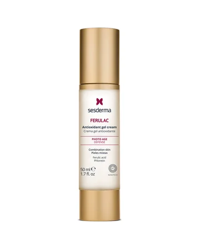 Envase de Ferulac Crema gel antioxidante sobre fondo blanco