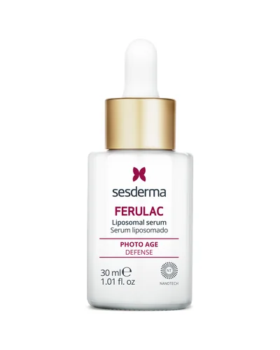 Envase de Ferulac Liposomal Serum sobre fondo blanco