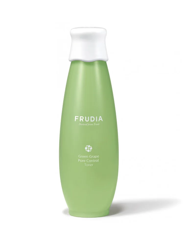 Frasco de Green Grape Pore Control Toner sobre fondo blanco