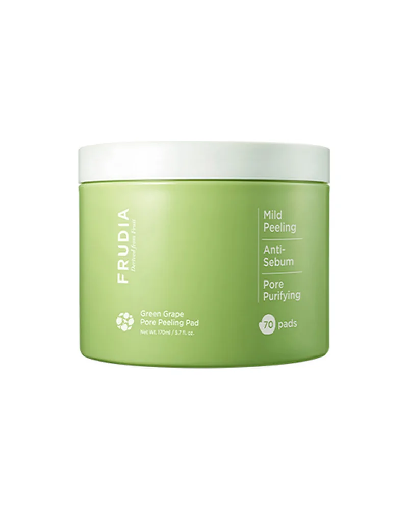 Tarro de Green Grape Pore Peeling Pad sobre fondo blanco