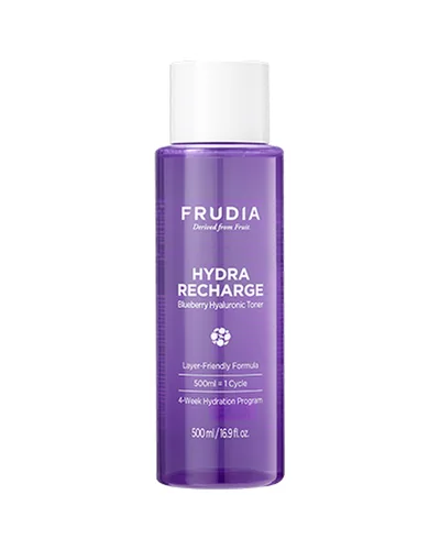 Frasco de Hydra Recharge Blueberry Hyaluronic Toner sobre fondo blanco
