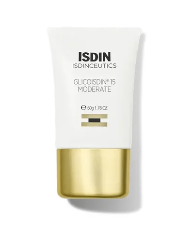 Envase de Glicoisdin 15 Moderate sobre fondo blanco