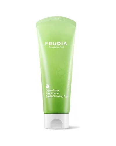 Tubo de Green Grape Pore Control Scrub Cleansing Foam sobre fondo blanco