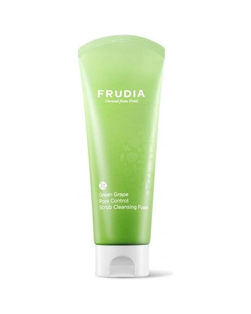 Tubo de Green Grape Pore Control Scrub Cleansing Foam sobre fondo blanco