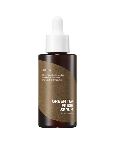 Frasco con cuentagotas de Green Tea Fresh Serum sobre fondo blanco