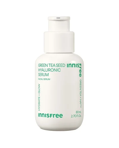 Frasco con dosificador de Green Tea Seed Hyaluronic Serum sobre fondo blanco