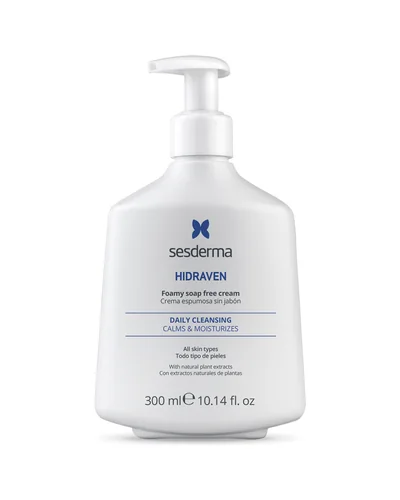 Envase de Hidraven Crema espumosa sobre fondo blanco