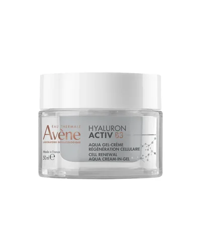 Envase de Hyaluron Activ B3 Aqua Gel-Crema sobre fondo blanco