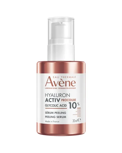 Envase de Hyaluron Activ Procedure Sérum Peeling 10 % Glicólico sobre fondo blanco