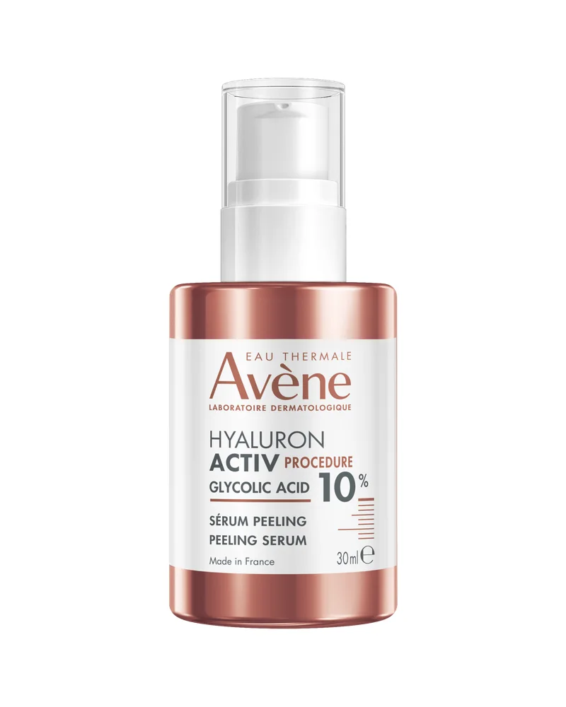 Envase de Hyaluron Activ Procedure Sérum Peeling 10 % Glicólico sobre fondo blanco