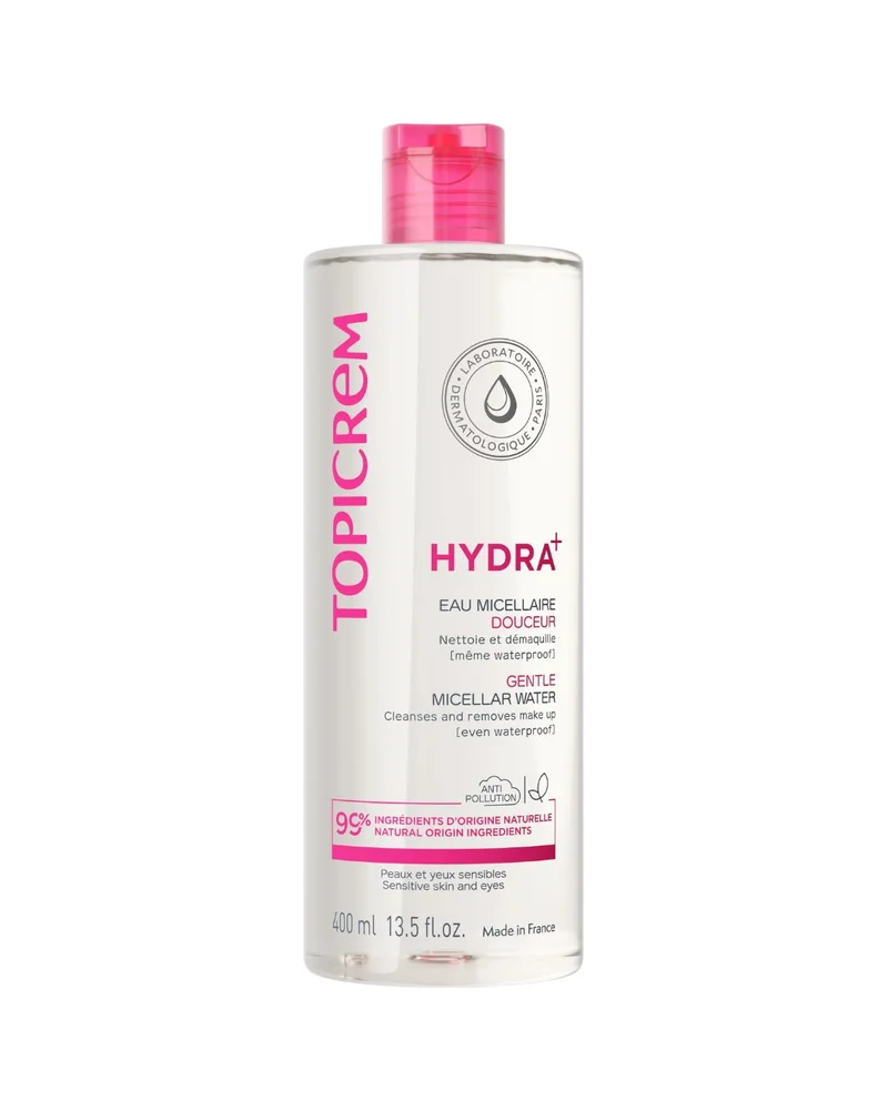 Botella de Hydra+ Agua Micelar Suave sobre fondo blanco