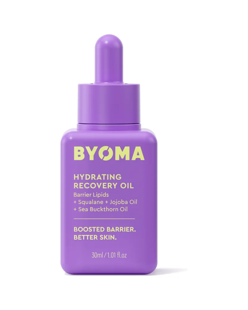 Frasco con cuentagotas de Hydrating Recovery Oil sobre fondo blanco