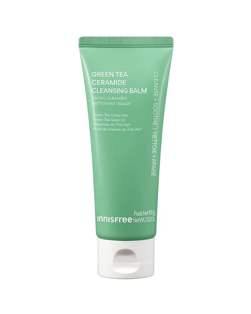Tubo de Green Tea Ceramide Cleansing Balm sobre fondo blanco