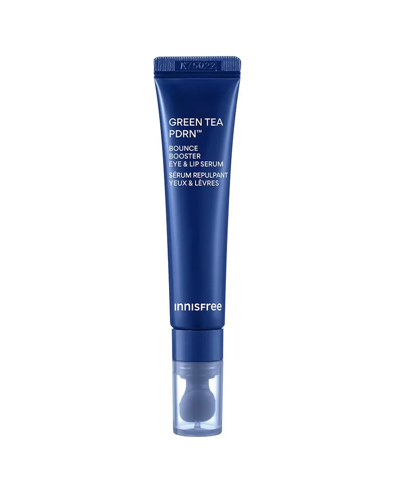 Tubo con aplicador de Green Tea PDRN Bounce Booster Eye & Lip Serum sobre fondo blanco