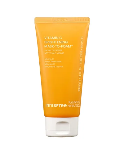 Tubo de Vitamin C Brightening Mask-To-Foam Facial Cleanser sobre fondo blanco