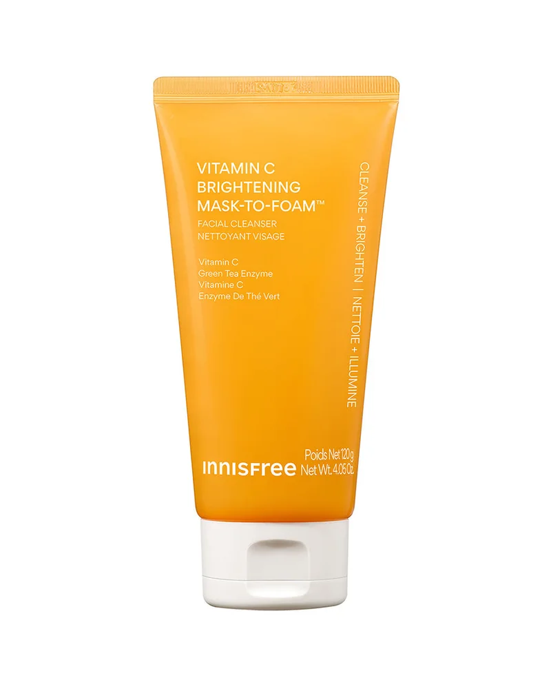 Tubo de Vitamin C Brightening Mask-To-Foam Facial Cleanser sobre fondo blanco