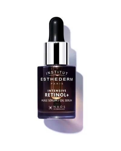 Frasco cuentagotas de Intensive Retinol+ Huile Sérum sobre fondo blanco