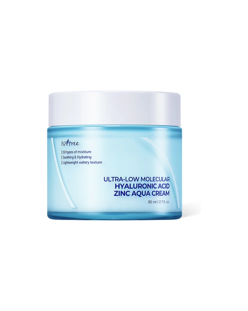 Tarro de Ultra-Low Molecular Hyaluronic Acid Zinc Aqua Cream sobre fondo blanco