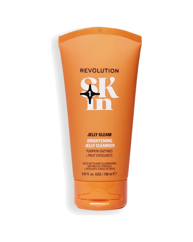 Envase de Jelly Gleam Natural Fruit AHAs Brightening Jelly Cleanser sobre fondo blanco