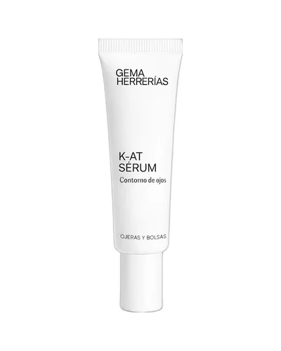 Envase de K-AT Sérum Contorno de ojos sobre fondo blanco