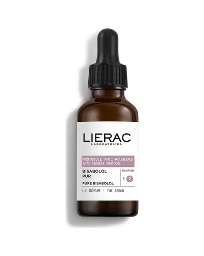 Frasco con cuentagotas de Protocolo Antirrojeces El Sérum de Lierac sobre fondo blanco