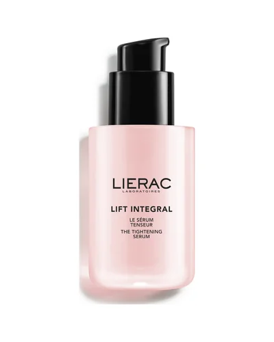 Frasco con dosificador de Lift Integral El Sérum Tensor sobre fondo blanco
