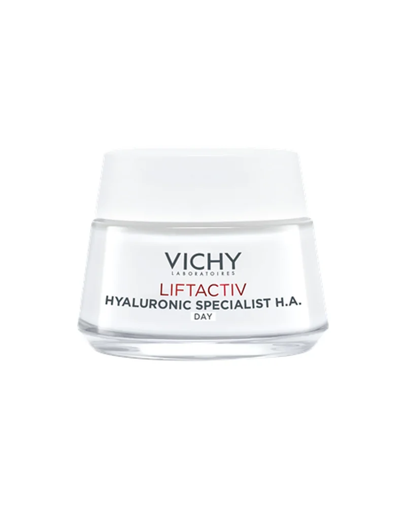 Envase de Liftactiv Hyaluronic Specialist H.A. Crema de Día Piel Seca sobre fondo blanco