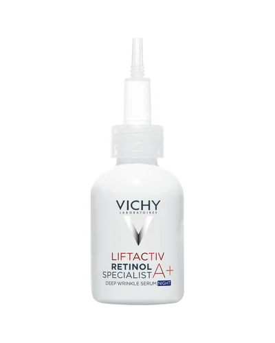 Envase de Liftactiv Retinol Specialist A+ Sérum sobre fondo blanco