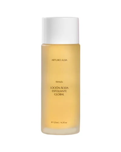 Envase de Loción Ácida Exfoliante Global sobre fondo blanco
