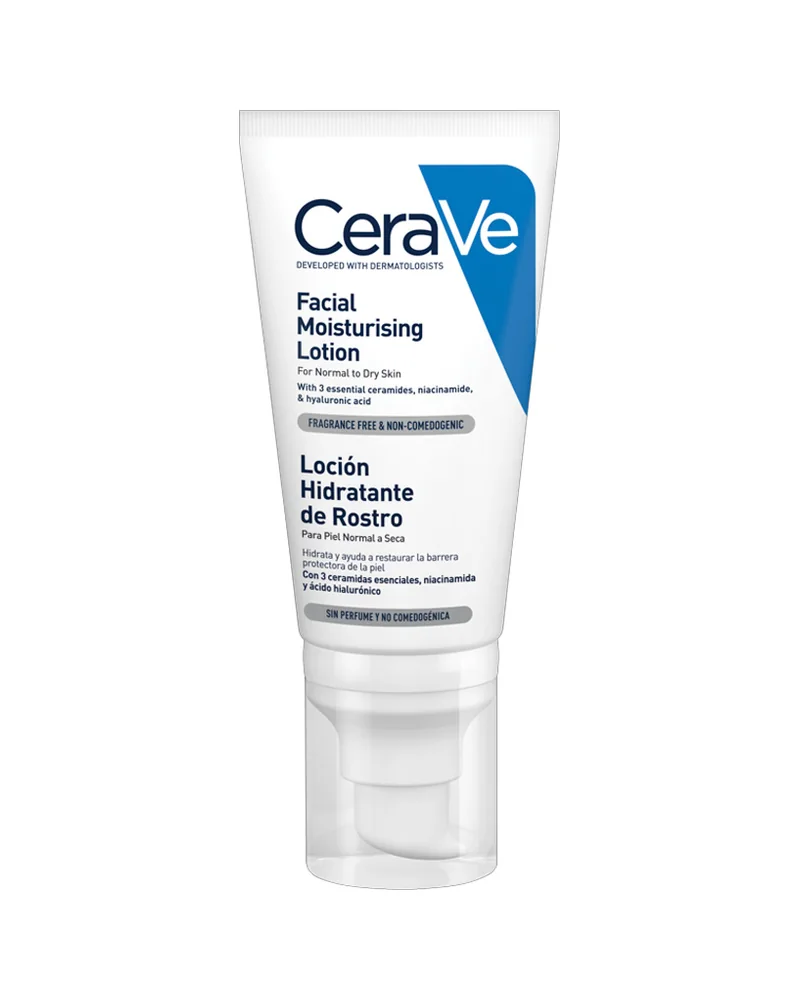 Envase de Loción Hidratante de Rostro PM sobre fondo blanco