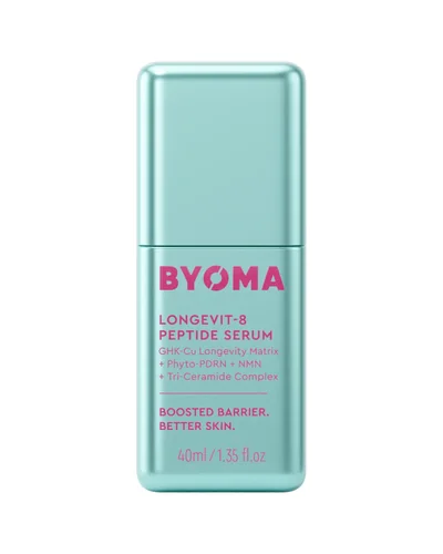 Frasco con dosificador de Longevit-8 Peptide Serum sobre fondo blanco