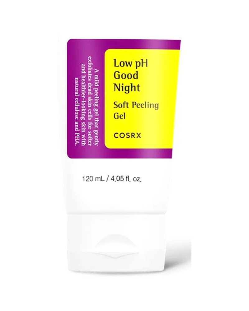 Envase de Low pH Good Night Soft Peeling Gel sobre fondo blanco
