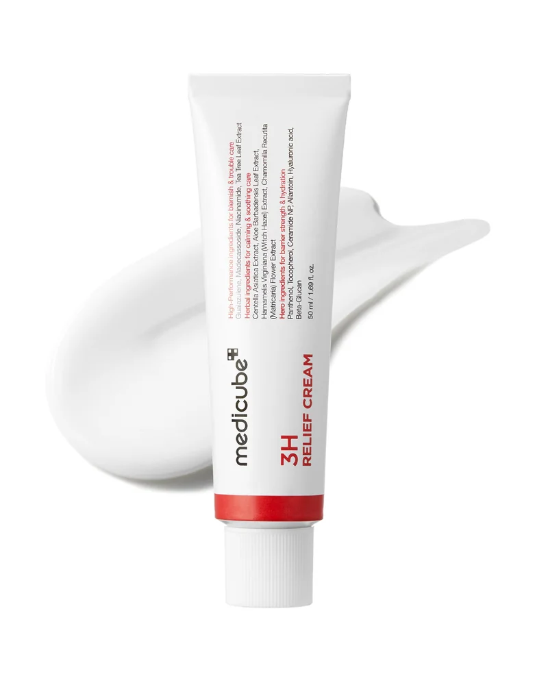 Tubo de 3H Daily Relief Cream sobre fondo blanco