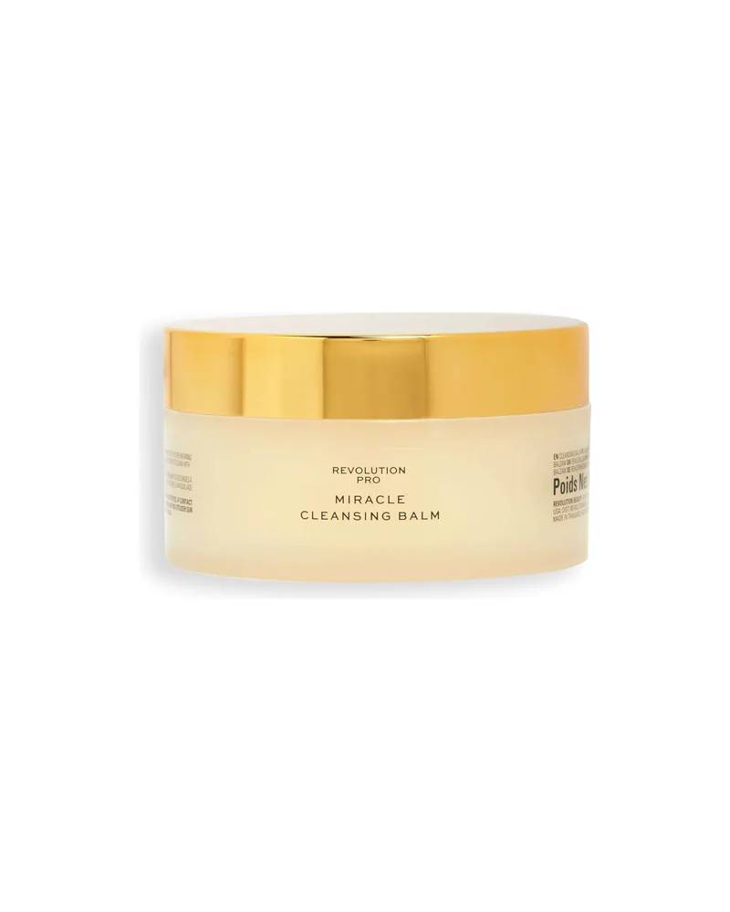 Tarro de Pro Miracle Cleansing Balm con tapa dorada sobre fondo blanco