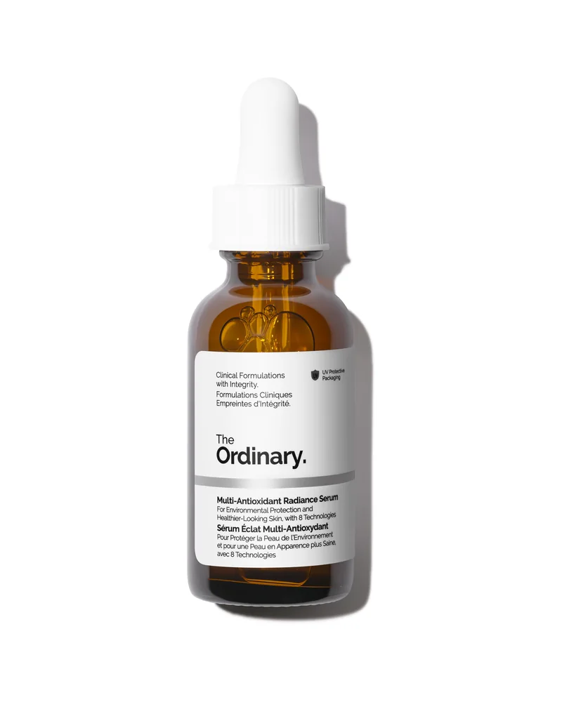 Envase de Multi-Antioxidant Radiance Serum sobre fondo blanco