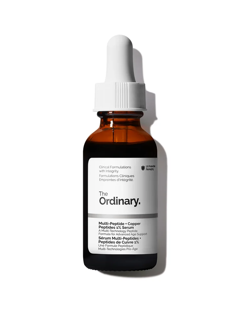 Envase de Multi-Peptide + Copper Peptides 1% Serum sobre fondo blanco