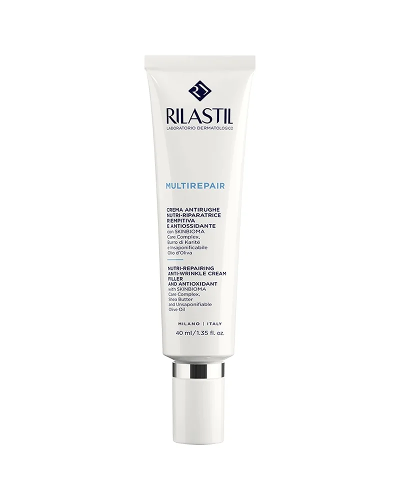Tubo con dosificador de Multirepair Crema Nutri-Reparadora sobre fondo blanco