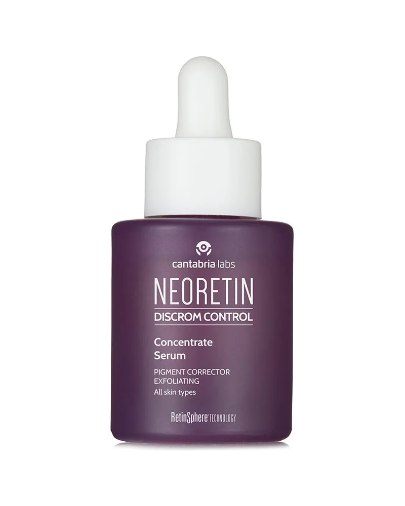 Envase de Neoretin Discrom Control Concentrate sobre fondo blanco