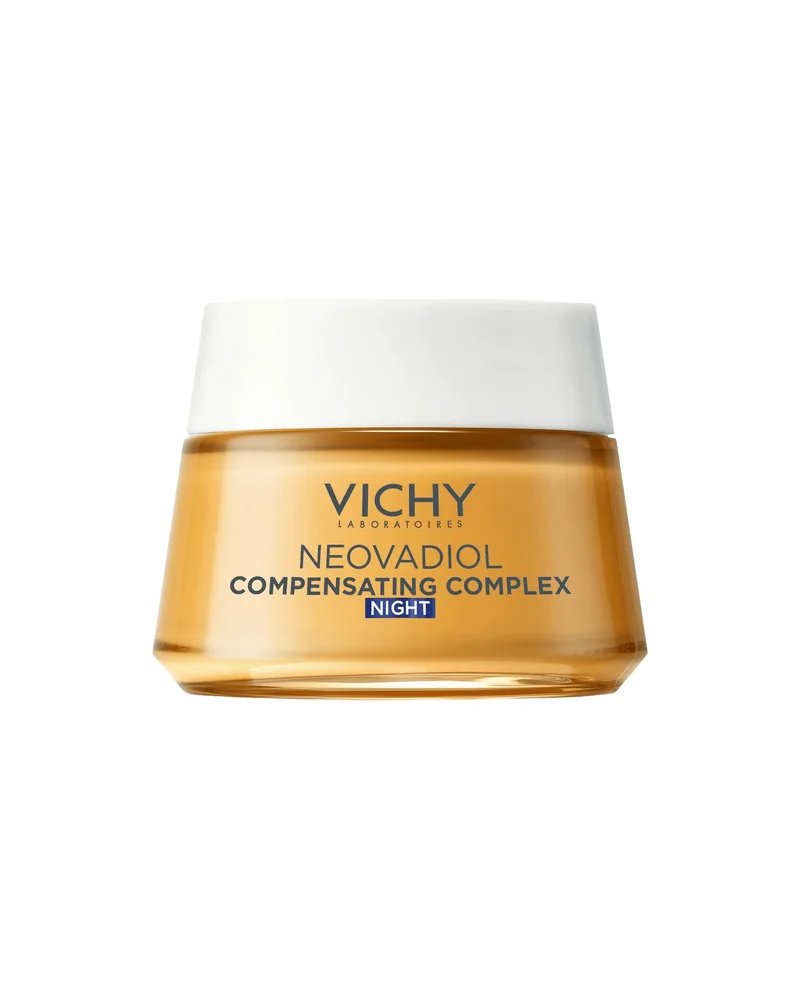 Envase de Neovadiol Peri-Menopausia Crema de Noche sobre fondo blanco