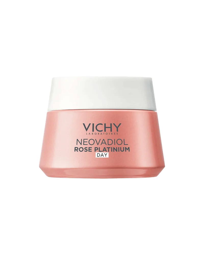 Envase de Neovadiol Rose Platinium Crema de Día sobre fondo blanco