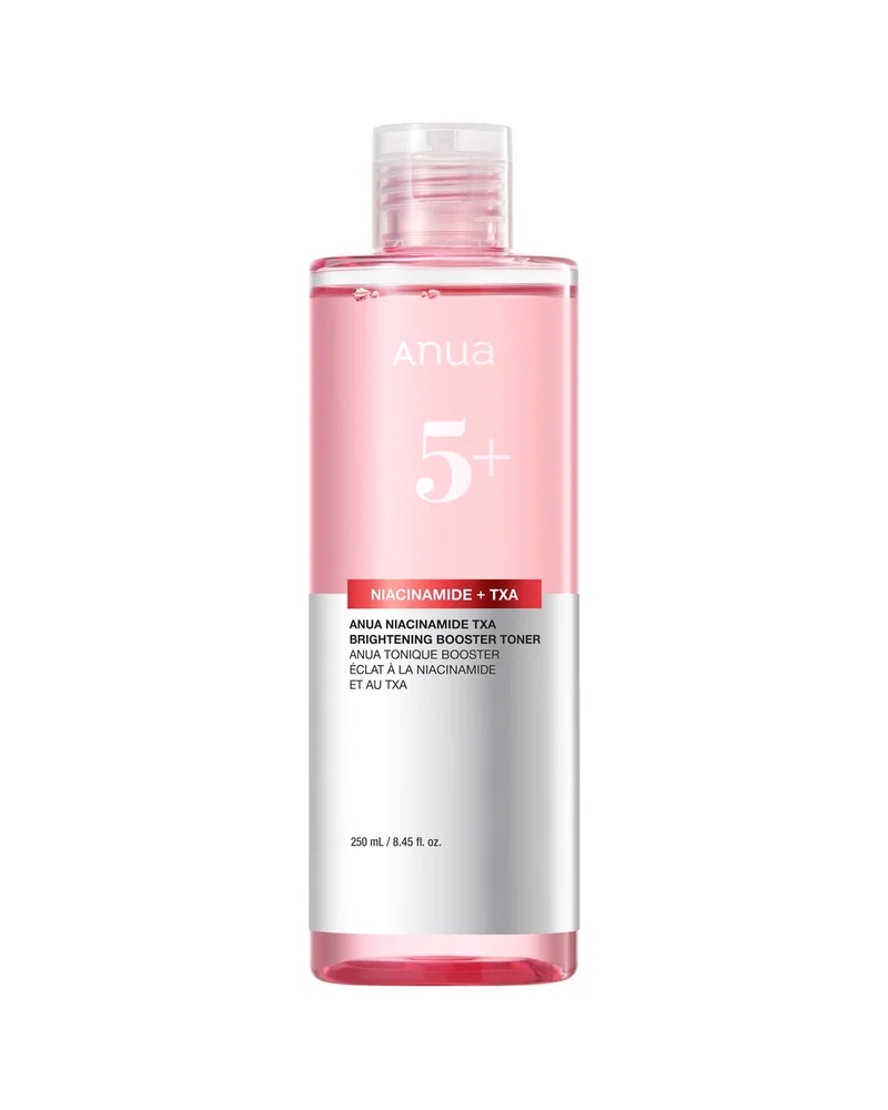 Botella de Niacinamide Tranexamic Acid Brightening Booster Toner sobre fondo blanco