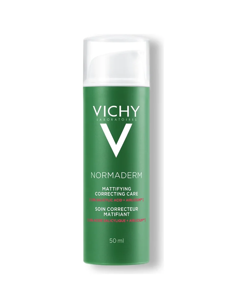 Envase de Normaderm Tratamiento Corrector Matificante sobre fondo blanco