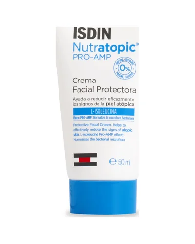 Envase de Nutratopic Pro-AMP Crema Facial sobre fondo blanco